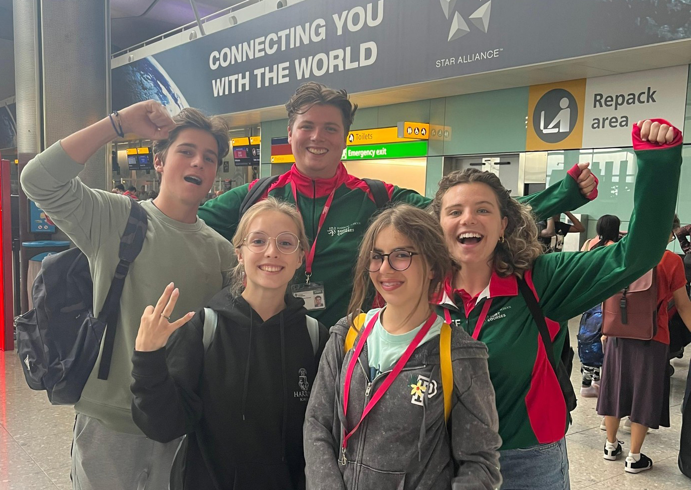 Harrow School Summer School students at Heathrow Airport